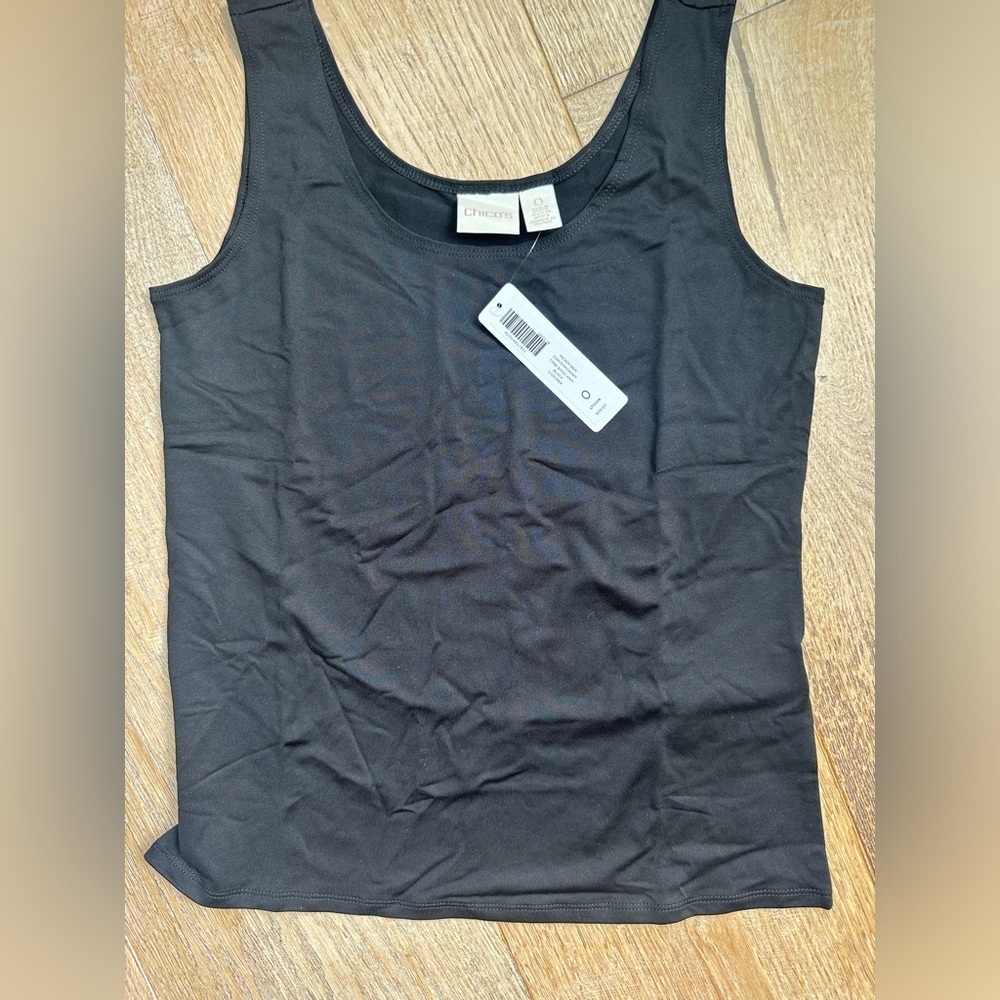 Chicos microfiber contemporary tank basic knit black NWT
